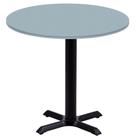 Mesa Ômega Ferro Preto 74 cm (Alt) Base em X Tampo MDP Redondo 70 cm (Larg) x 2,50 cm (Alt) Cinza