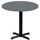 Mesa Ômega Ferro Preto 74 cm (Alt) Base em X Tampo MDP Redondo 70 cm (Larg) x 2,50 cm (Alt) Grafito