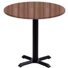 Mesa Ômega Ferro Preto 74 cm (Alt) Base em X Tampo MDP Redondo 70 cm (Larg) x 2,50 cm (Alt) Walnut