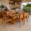 Mesa Oval 220x90cm MDF + 8 Cadeiras Madeira Sala Jantar Capri Mesa Oval 220x90cm MDF + 8 Cadeiras Madeira Sala Jantar Capri