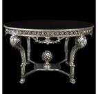 Mesa Oval Hall Alta Decoração Classica Prateado Entalhes Luxuosos Mesa Oval Hall Alta Decoração Classica Prateado Entalhes Luxuosos