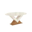 Mesa p/ Cozinha Amora c/ Tampo Madeirado c/ Vidro 105x180cm Freijo/Off White/Vidro Off White - Kappesberg