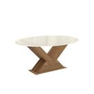 Mesa p/ Cozinha Amora c/ Tampo Madeirado c/ Vidro 105x180cm Nogueira/Off White/Vidro Off White - Kappesberg