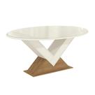 Mesa p/ Cozinha Amora c/ Tampo Madeirado c/ Vidro 180x105cm Freijó/Off White - Kappesberg