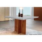 Mesa p/ Cozinha Berlim c/ Tampo 90x90cm Madeirado Vidro Canto Curvo - Imbuia Ripado 3D/Off White - Rufato
