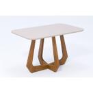 Mesa p/ Cozinha Cimol Bromélia c/ Tampo Madeirado c/ Vidro 130cm Carvalho/Off White