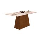 Mesa p/ Cozinha Dulce c/ Tampo Madeirado Vidro Reto 180x90cm Freijó/Off White - DJ Móveis Mesa p/ Cozinha Dulce c/ Tampo Madeirado Vidro Reto 180x90cm Freijó/Off White - DJ Móveis