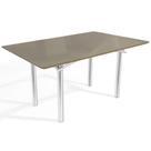 Mesa p/ Cozinha Elba Tampo Madeirado c/ Vidro 160cm Cromada/Freijo Bonze - Kappesberg