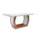 Mesa p/ Cozinha Jade c/ Tampo 180x90cm Madeirado Vidro Canto Curvo - Imbuia/Off White - Rufato Mesa p/ Cozinha Jade c/ Tampo 180x90cm Madeirado Vidro Canto Curvo - Imbuia/Off White - Rufato