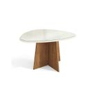 Mesa p/ Cozinha Lótus c/ Tampo Madeirado c/ Vidro 135x105cm Freijó/Off White - Kappesberg Mesa p/ Cozinha Lótus c/ Tampo Madeirado c/ Vidro 135x105cm Freijó/Off White - Kappesberg