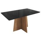 Mesa p/ Cozinha Lótus c/ Tampo Madeirado c/ Vidro 160x90cm Freijó/Preto Fosco - Kappesberg Mesa p/ Cozinha Lótus c/ Tampo Madeirado c/ Vidro 160x90cm Freijó/Preto Fosco - Kappesberg