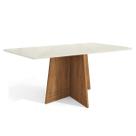 Mesa p/ Cozinha Lótus c/ Tampo Madeirado c/ Vidro 80x120cm Freijó/Off White - Kappesberg Mesa p/ Cozinha Lótus c/ Tampo Madeirado c/ Vidro 80x120cm Freijó/Off White - Kappesberg