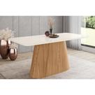 Mesa p/ Cozinha Olivia SC120 c/ Tampo Madeirado c/ Vidro Curvo 180x90cm Nature/Off White - Henn Mesa p/ Cozinha Olivia SC120 c/ Tampo Madeirado c/ Vidro Curvo 180x90cm Nature/Off White - Henn