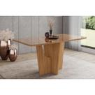 Mesa p/ Cozinha Vértice SC35 c/ Tampo Madeirado c/ Vidro Curvo 160x90cm Nature - Henn