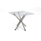 Mesa p/ Cozinha Volga c/ Tampo de Vidro Quadrado 90cm Niquel - Kappesberg