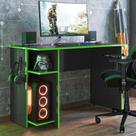 Mesa p/ escritório e gamer preto fosco/verde (3875.77)