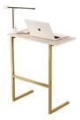 Mesa P/Notebook Thor MDP Pérola Pés Ferro Dourado Sal Movelaria