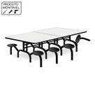 Mesa p/ Refeitório ESCAMOTEÁVEL 08 Lugares - MDF BRANCO DE 25 MM - POLLO MÓVEIS - 50047