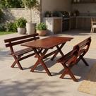 Mesa para Área Externa com 2 Bancos Madeira Maciça 200cm Kit Churrasco Yescasa Imbuia