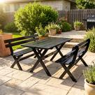 Mesa para Área Externa com 2 Bancos Madeira Maciça 200cm Kit Churrasco Yescasa Preto