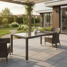 Mesa Para Area Externa Com Rattan E Vidro 90x160 Cm