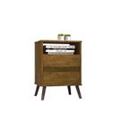 Mesa para Cabeceira com 2 Gaveta e 4 Pés Retrô Paris 67cm X 45cm Marrom Canela