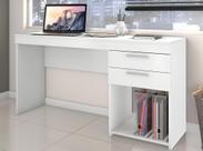Mesa Para Computador Escrivaninha Home Office Estudos 2 Gavetas 1 Nicho Escritório Quarto Branca