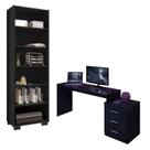 Mesa para Computador Gamer DRX 5000 e Livreiro Office Preto Trama - Móveis Leão