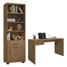 Mesa para Computador Gávea com Gaveta e Livreiro Office com Portas Pequenas Freijó - Móveis Leão Mesa para Computador Gávea com Gaveta e Livreiro Office com Portas Pequenas Freijó - Móveis Leão