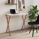 Mesa para Computador X 80x46 com Estrutura em Ferro para Escritório - Ferro Cobre Tampo Branco Mesa para Computador X 80x46 com Estrutura em Ferro para Escritório - Ferro Cobre Tampo Branco