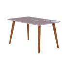 Mesa para Cozinha Adele + Tampo Madeirado Vidro 130x80cm Madeira/Off White - Cimol