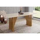 Mesa para Cozinha Adriana SC46 + Tampo Madeirado Vidro Curvo 200x80cm Nature/Off White - Henn