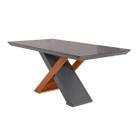 Mesa para Cozinha Imperatriz + Tampo Madeirado Vidro Reto 180x90cm Grafite/Imbuia - Rufato