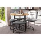 Mesa para Cozinha LI038 c/Tampo Madeirado 90 cm + 4 Banquetas Freijó/Preto Fosco - Kappesberg Mesa para Cozinha LI038 c/Tampo Madeirado 90 cm + 4 Banquetas Freijó/Preto Fosco - Kappesberg