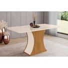 Mesa para Cozinha Luiza SC15 + Tampo Madeirado Vidro Curvo 160x90cm Nature/Off White - Henn
