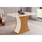 Mesa para Cozinha Luiza SC42 + Tampo Madeirado Vidro Curvo 120x80cm Nature/Off White - Henn Mesa para Cozinha Luiza SC42 + Tampo Madeirado Vidro Curvo 120x80cm Nature/Off White - Henn