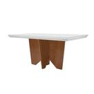 Mesa para Cozinha Nevada + Tampo Madeirado Vidro Reto 180x90cm Off White/Imbuia-Vidro Off White - Rufato