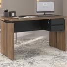 Mesa para Diretor em Tamburato 1250 com Suspensas com Chave Organizador 2 Gavetas 125,3cm Nogal E Preto
