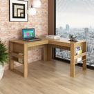 Mesa para Escritório 136cm em L com Detalhe Ripado ME4145 Amêndoa Tecnomobili Mesa para Escritório 136cm em L com Detalhe Ripado ME4145 Amêndoa Tecnomobili