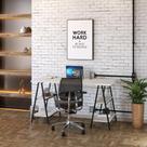 Mesa Para Escritório 1,50m Estilo Industrial Cavalete Kuadra