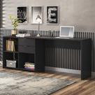 Mesa para Escritório 2 Gavetas 3 Nichos Preto