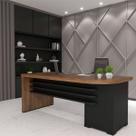 Mesa para Escritório 4 Gavetas Charuto/Preto 006107 - Artany Móveis