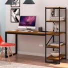 Mesa para Escritório com Estante Mega Preto Canela Rustico Mesa para Escritório com Estante Mega Preto Canela Rustico