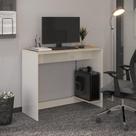 Mesa Para Escritório Com Passa Fios E Tampo Usinado Tech - Off White E Cedro