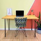 Mesa para Escritório de Ferro e Madeira 120cm Hairpin Industrial Nozes e Preto Mesa para Escritório de Ferro e Madeira 120cm Hairpin Industrial Nozes e Preto