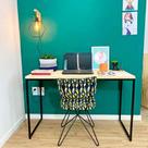 Mesa para Escritório de Ferro e Madeira 120cm Style Industrial Natural e Preto Mesa para Escritório de Ferro e Madeira 120cm Style Industrial Natural e Preto
