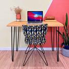 Mesa para Escritório de Ferro e Madeira 96cm Hairpin Industrial Nozes e Preto