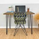 Mesa para Escritório de Ferro e Madeira 96cm Hairpin Industrial Tabaco e Preto