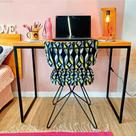 Mesa para Escritório de Ferro e Madeira 96cm Style Industrial Carvalho e Preto Mesa para Escritório de Ferro e Madeira 96cm Style Industrial Carvalho e Preto
