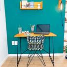 Mesa para Escritório de Ferro e Madeira Industrial Carvalho e Preto